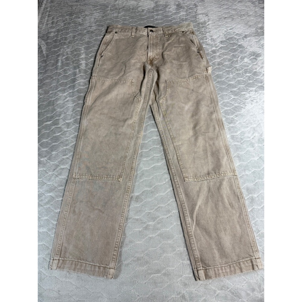 Abercrombie & Fitch 90s Loose Carpenter Pants Tan Double Knee Mens 31x32 Y2K